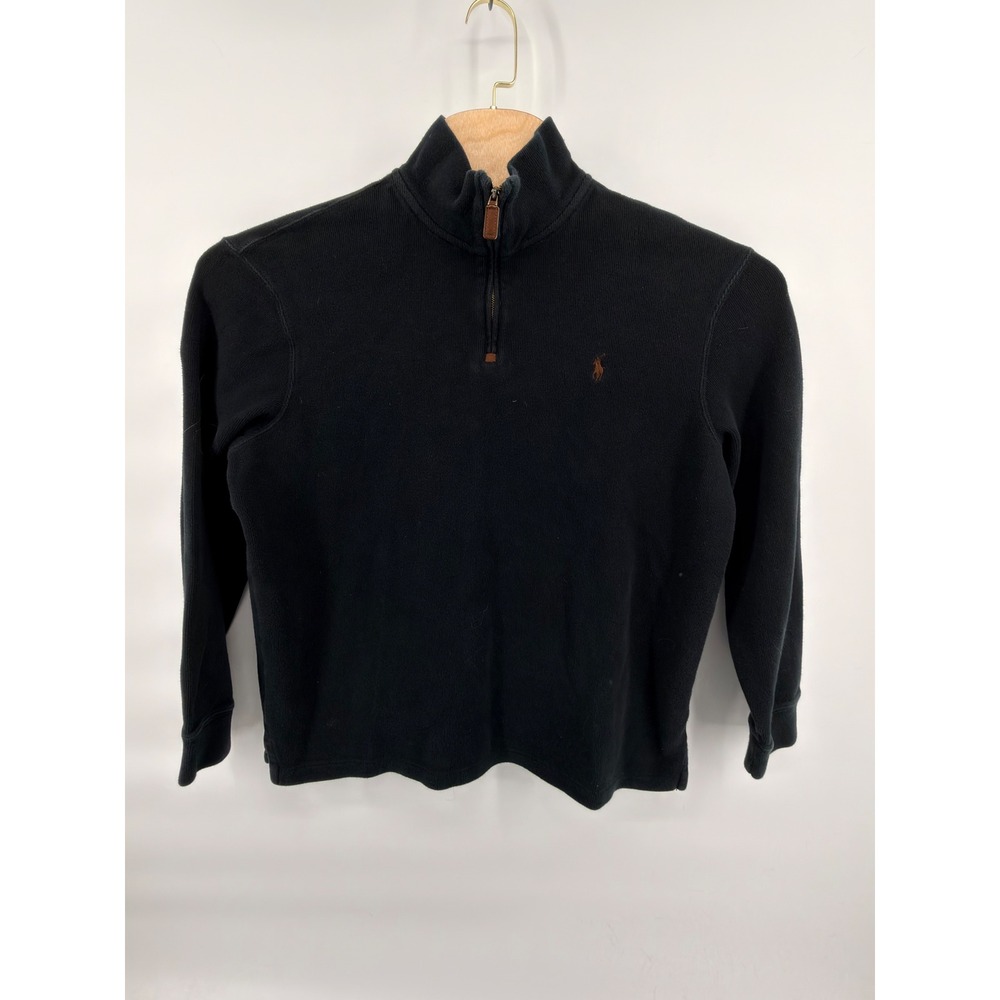 Polo Ralph Lauren Quarter Zip Sweatshirt Mens Large Black Cotton Pullover Mock